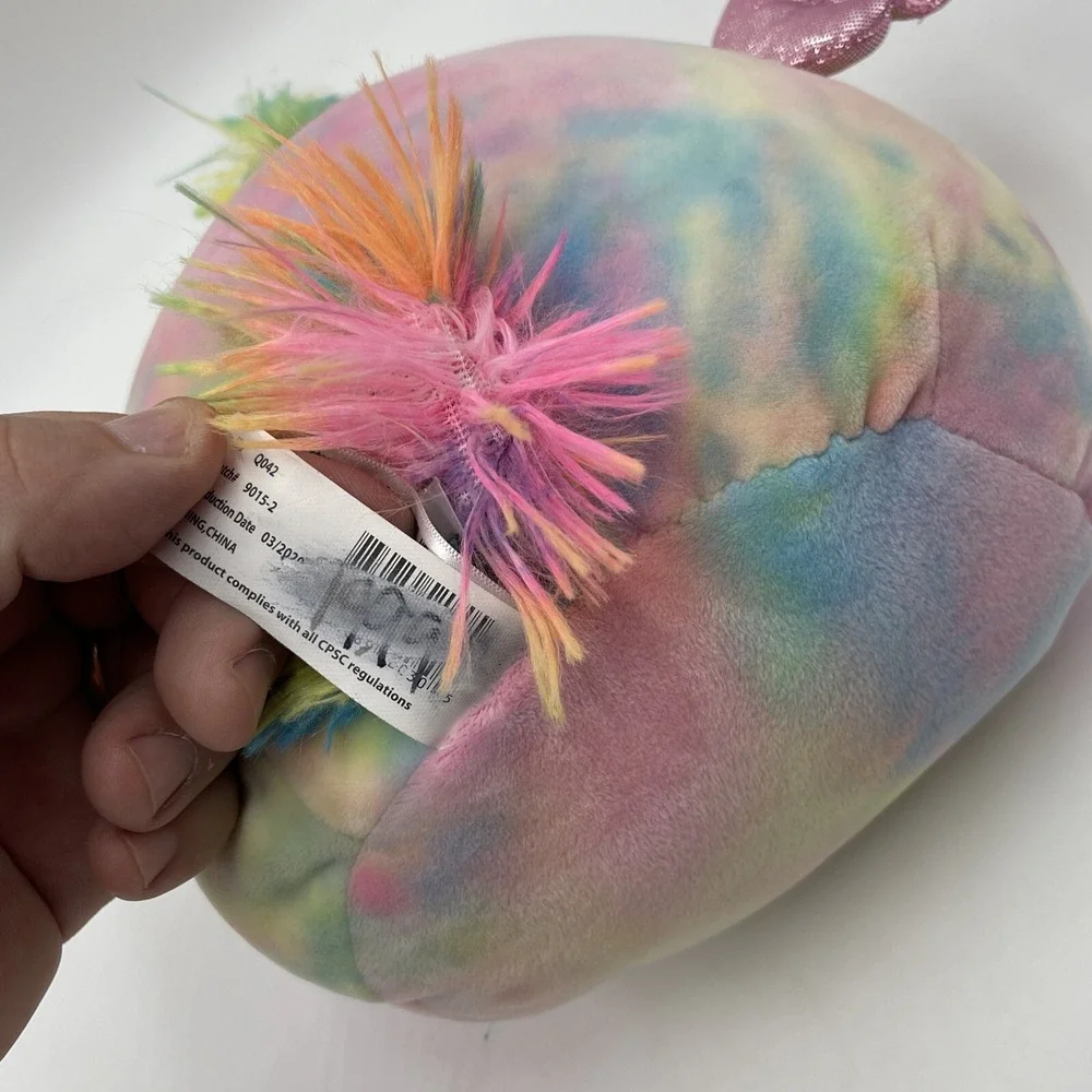 New Squishmallow Jaime Tie Dye Rainbow Pegasus Shiny  Wings Plush 8‎ inch #027